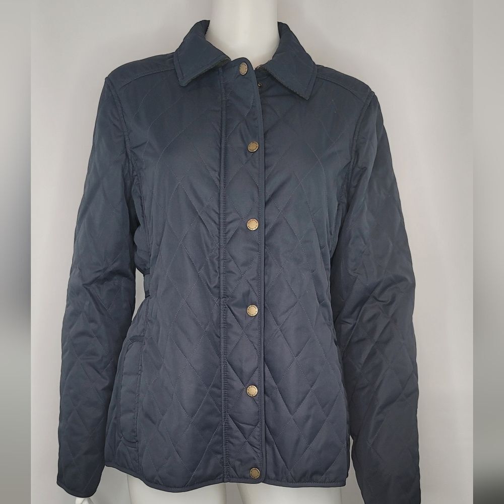 L.L. Bean Blue Quilted Lined Full Zip Barn Jacket